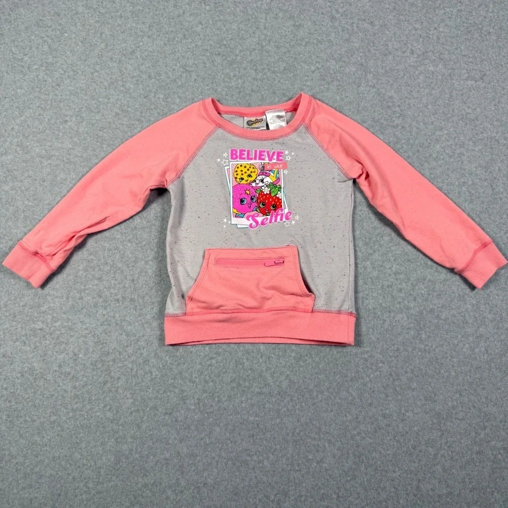 Shopkins Girls Believe In Your Selfie Sweatshirt Pink Grey Size M 7/8 614794PKM